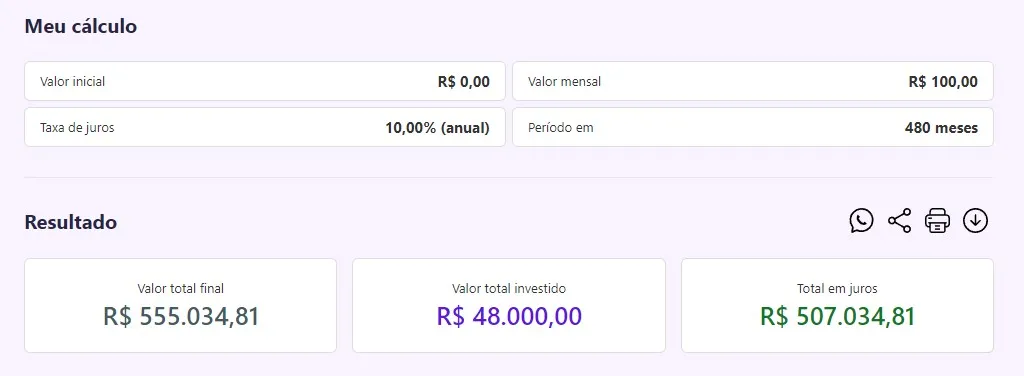 Simulação juros compostos